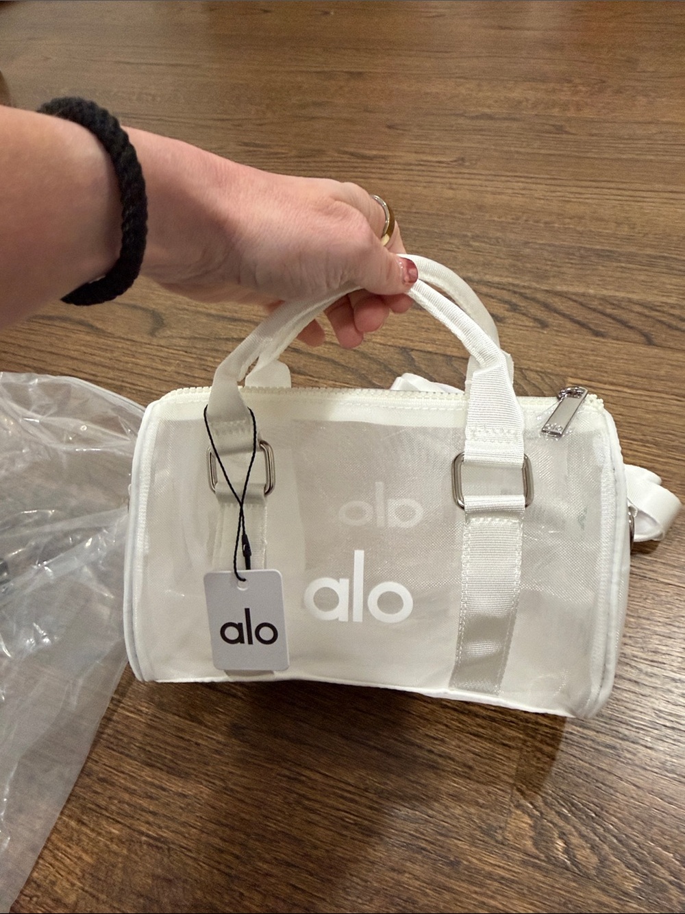 Alo mesh White Mini Duffle Bag